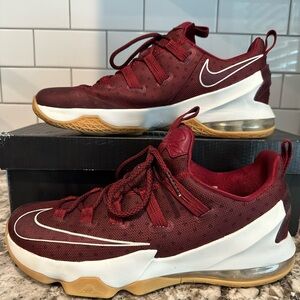 LeBron Nike Men's Burgundy and White Athletic Shoes